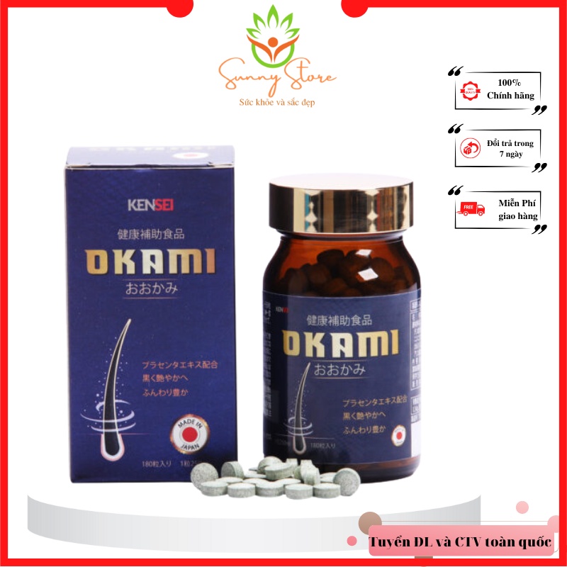 Viên uống giảm rụng và mọc tóc Okami - 180 viên