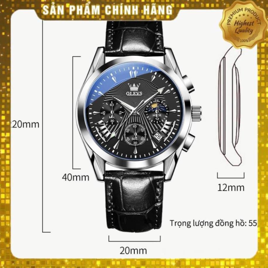 Đồng hồ nam chính hãng OLEVS 2876 dây da bò  Chống thấm nước sâu  hiệu ứng phát sáng