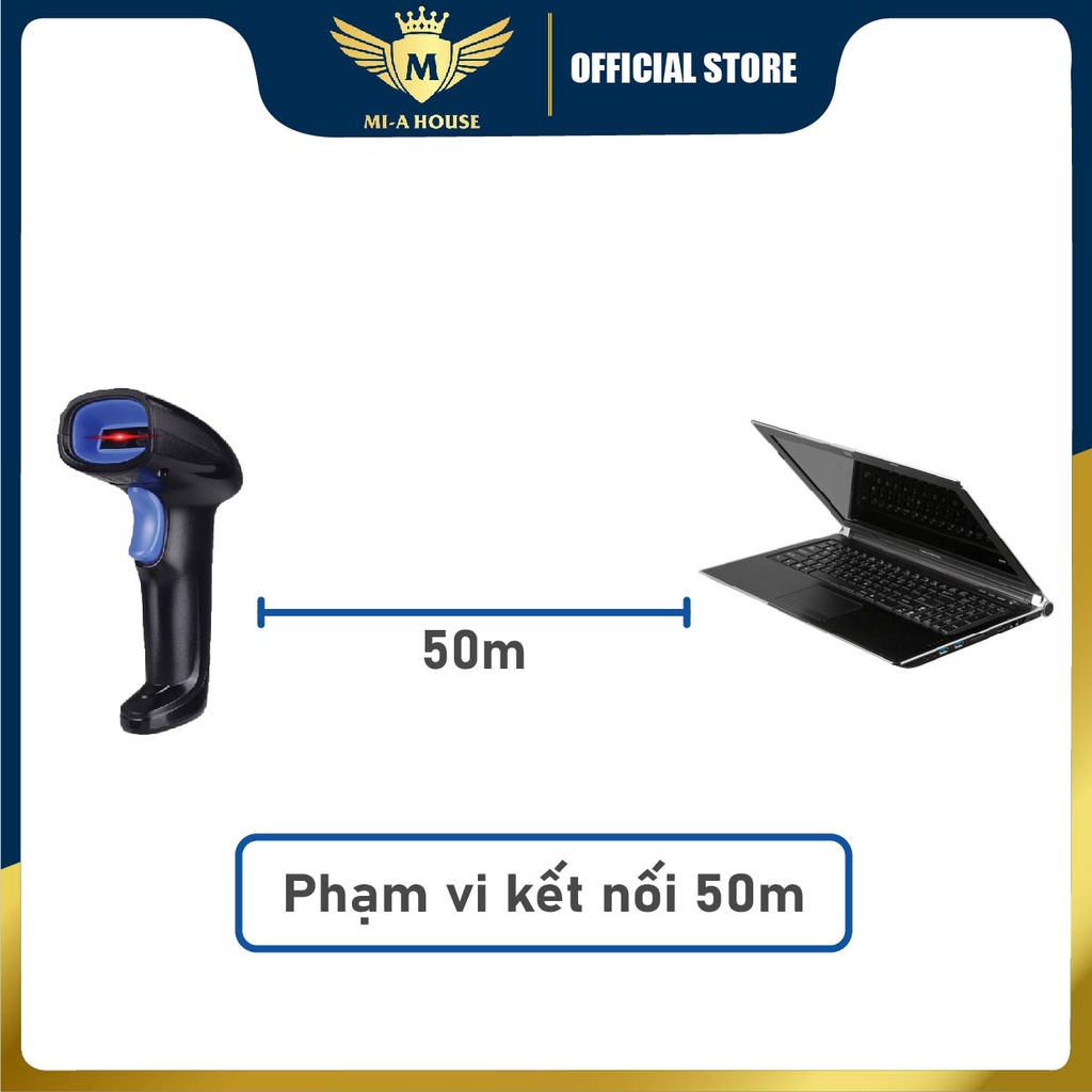 Máy quét mã vạch không dây di động YHD 1100CW dành cho siêu thị, shop bán lẻ, đọc mã vạch 1D không cần cài đặt,