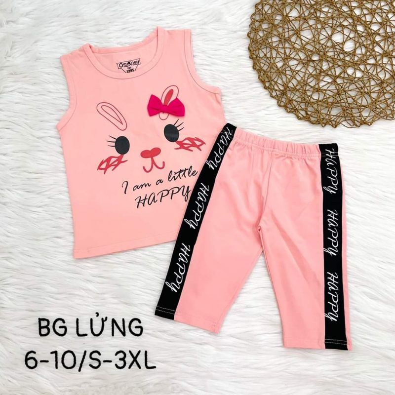 Bộ sát nách quần lửng thun cotton 100% chính phẩm hàng shop size đại