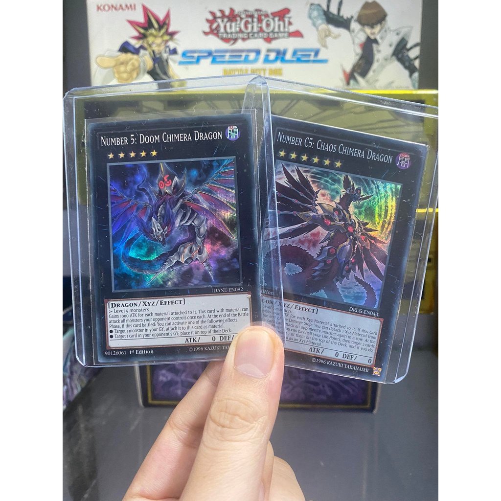 [ Dưa Hấu Yugioh ] Lá bài thẻ bài Combo Number 5 Doom Chimera Dragon - Super Rare - Tặng bọc bài nhựa bảo quản