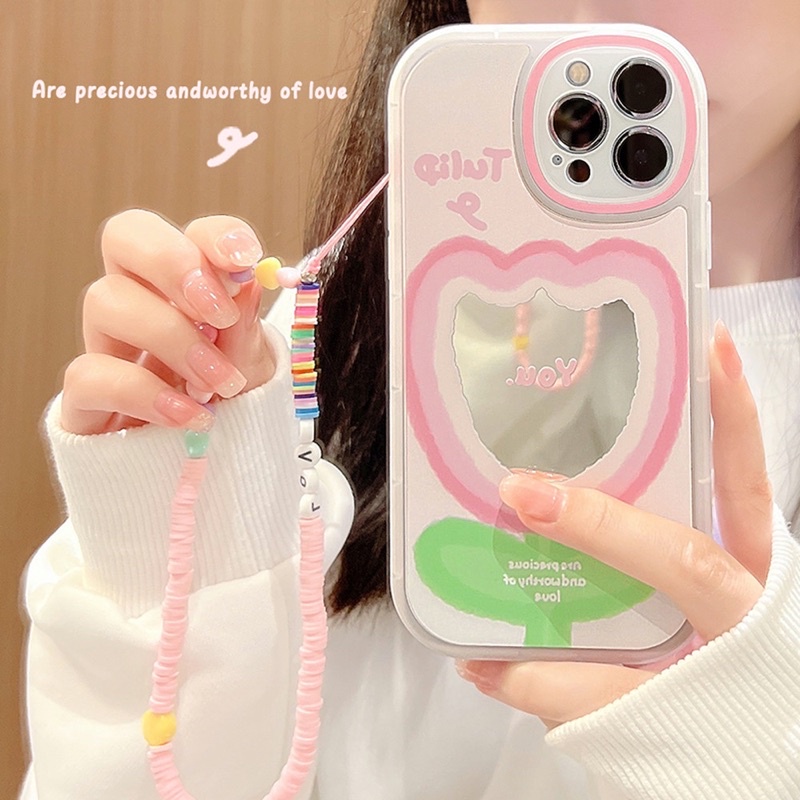 Ốp iphone14 ip14promax vỏ điện thoại iphone13pro max apple 12 kèm chain X gương 14 hair thế hệ 11