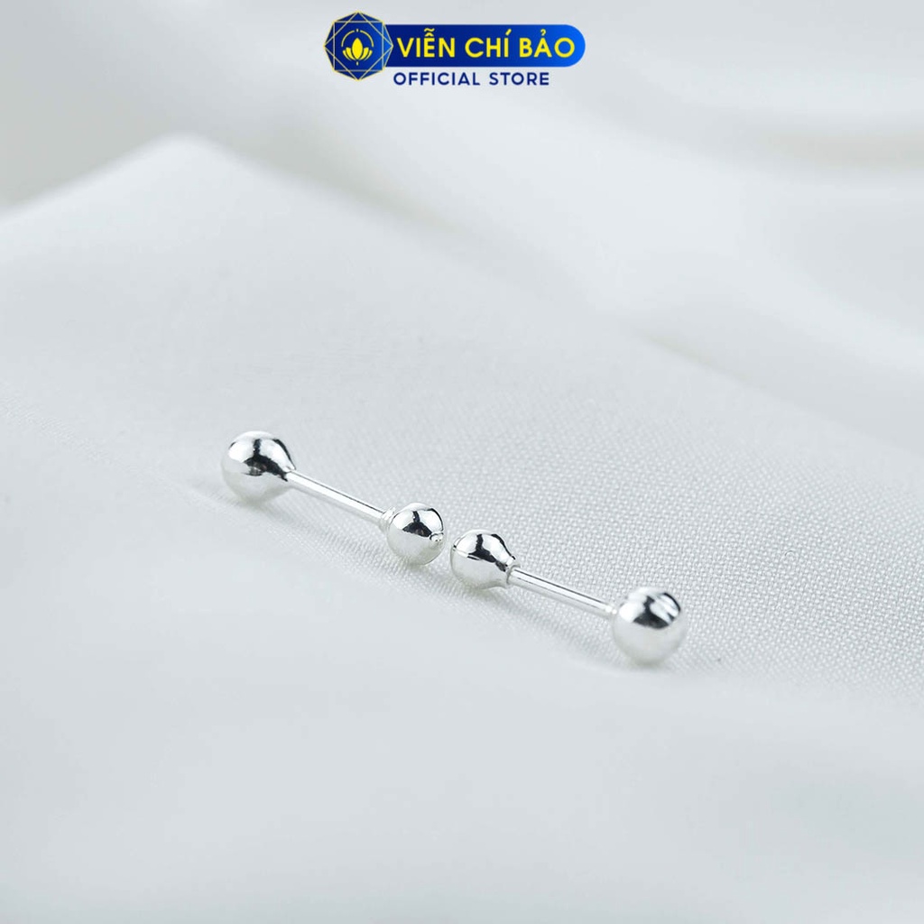Bông tai bạc nữ bi chốt xoáy chất liệu bạc 925 thời trang phụ kiện trang sức Viễn Chí Bảo B400746x