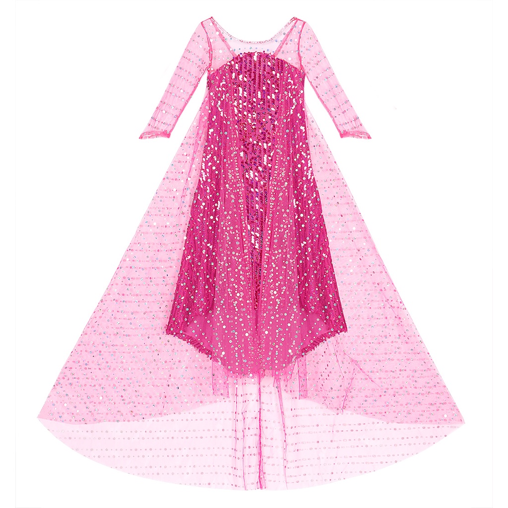 Đầm Công Chúa Elsa Hóa Trang Halloween / Giáng Sinh Phối Lưới Đính Kim Sa Lấp Lánh Mới Cho Bé Gái