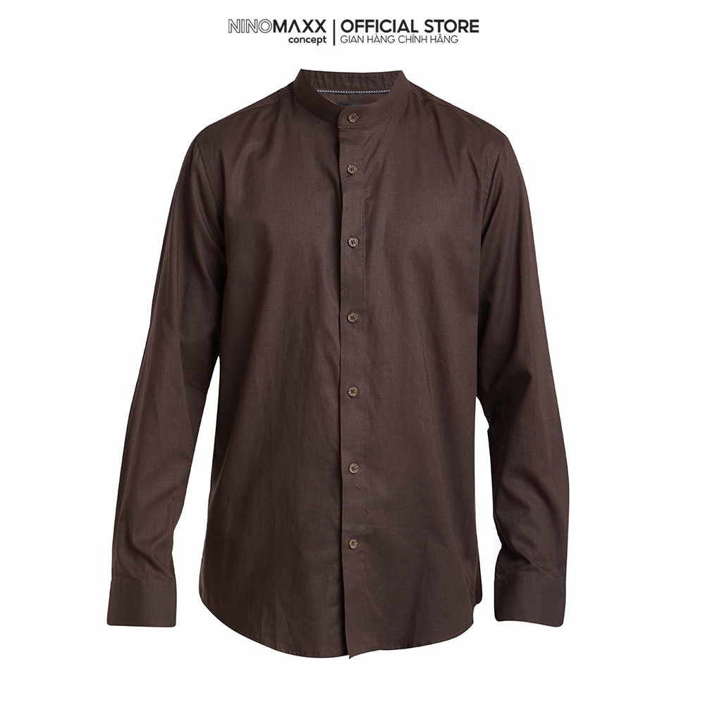 N&amp;M Áo sơ mi thời trang Nam tay dài chất liệu cotton và linen 1908086
