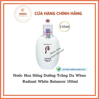 Nước Hoa Hồng Dưỡng Trắng Da Whoo Radiant White Balancer 150ml_TÁCH SET KHÔNG HỘP DATE MỚI