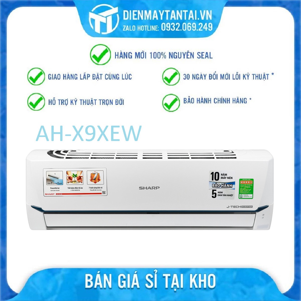 MÁY LẠNH Sharp AH-X9XEW INVERTER - Lọc bụi, kháng khuẩn, khử mùi Làm lạnh nhanh Giao miễn phí HCM giao trong ngày