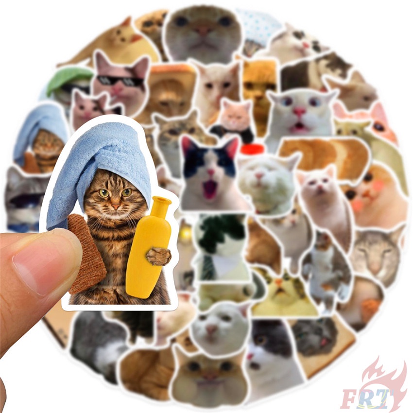 50 Cái / Bộ ❉ Sticker Dán Trang Trí Hình Mèo Emoji Ngộ Nghĩnh 01 ❉ Sticker Dán Tường Chống Thấm Nước Họa Tiết Doodle Hợp Thời Trang