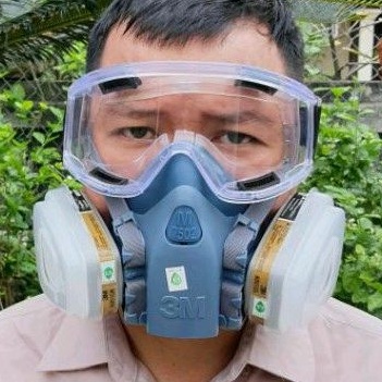 Trọn Bộ Đầy Đủ 3M 7502 Kèm Kính Chống Sương Chống Độc Ngăn Mùi Khi Sơn PU, Phun Cây Rau