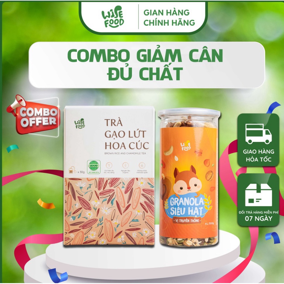 Combo Granola Siêu Hạt, Trà Gạo Lứt Hoa Cúc Bổ sung chất Dinh Dưỡng, Hỗ trợ Giảm Cân