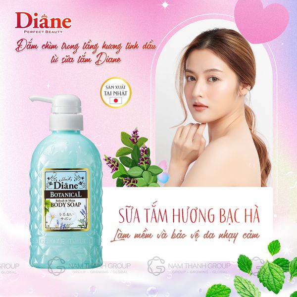 Combo 2 sữa tắm Moist Diane Botanical Refresh & Moist (hương bạc hà) - 500ml