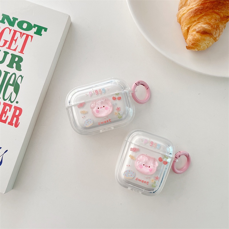 Thích hợp cho Airpods1 / 2 Pro Phantom Long Lanh Pig Head Bộ tai nghe Vỏ bảo vệ Bluetooth không dây Air Pods Pro 3 Vỏ bảo vệ tai nghe