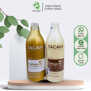 Cặp gội xả collagen tacavy 1000ml chuyên phục hồi tóc hư tổn