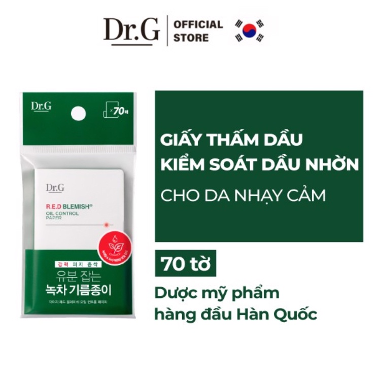 [Tem Chính Hãng] Giấy thấm dầu Dr.G R.E.D Blemish Oil Control Paper 70pcs (70 tờ)