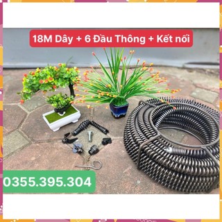 Dây thông cống dùng máy khoan dài 18m + 6 đầu thông + kết nối máy khoan