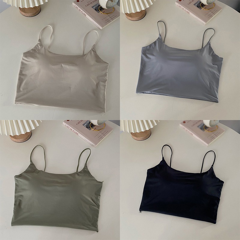 Áo Tank Top Hai Dây Có Mút Đệm Ngực Thời Trang Mùa Hè Phong Cách Hàn Quốc