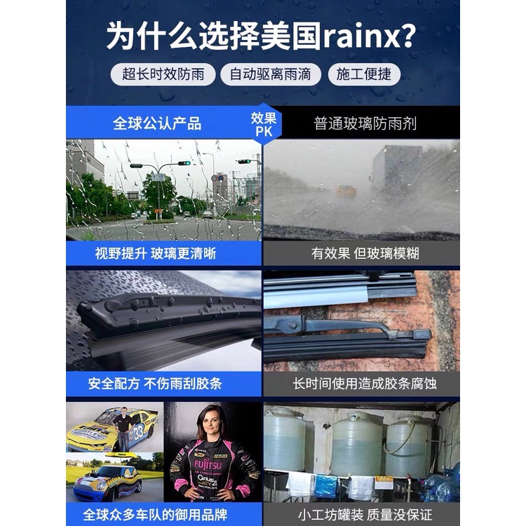 Dung dịch chống bám nước trên kính xe, chai chống bám nước gương hậu, kính ô tô khi đi mưa Rain-X