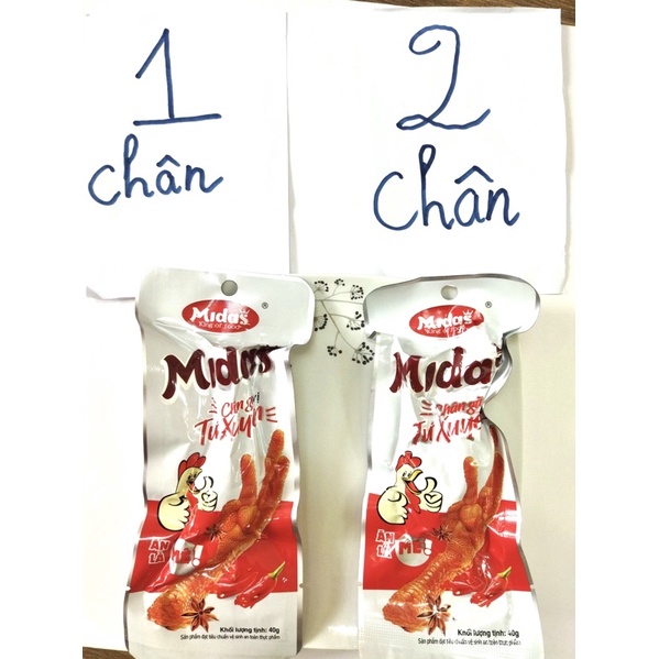 Combo 50 chân gà cay Tứ Xuyên, Loại chân vừa 60-70g/2 chiếc, chân gà cay Midass