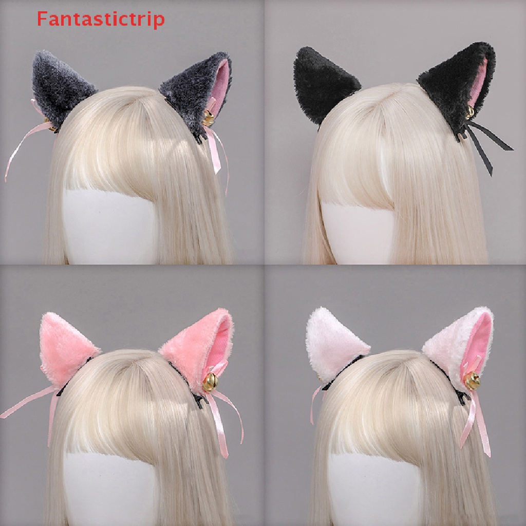 Set 2 Kẹp Tóc Tai Mèo Lông Xù Có Chuông Hóa Trang Lolita
