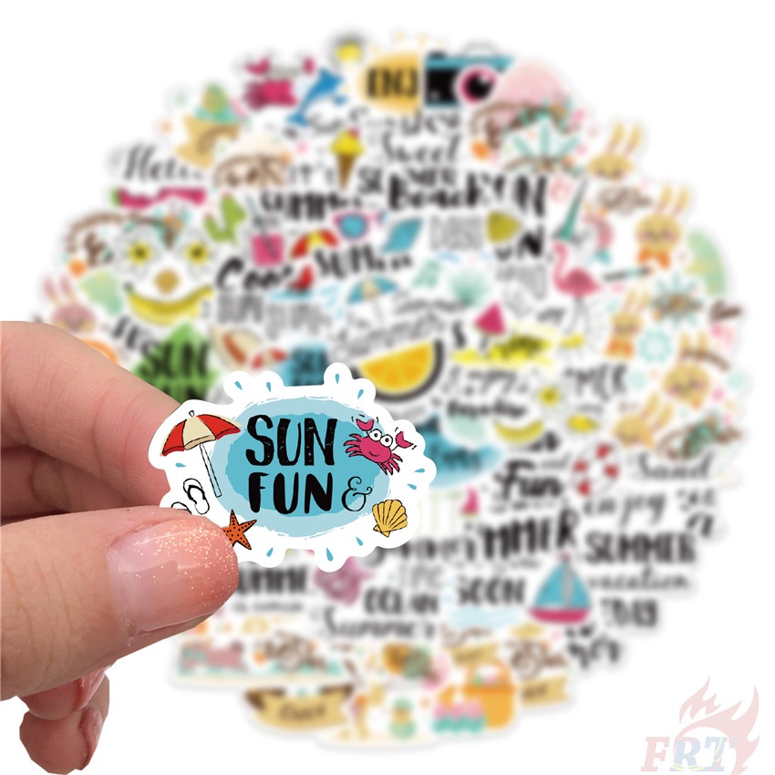 ❉ Sticker Dán Trang Trí Hình Bãi Biển Mùa Hè Series 01 ❉ Bộ 55 Sticker Chống Thấm Nước Họa Tiết Doodle Hợp Thời Trang