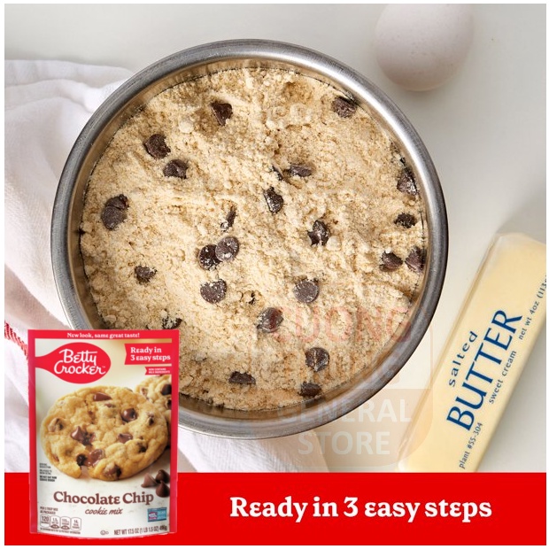 Bột làm bánh hỗn hợp pha sẵn betty crocker chocolate chip cookie mix 496g