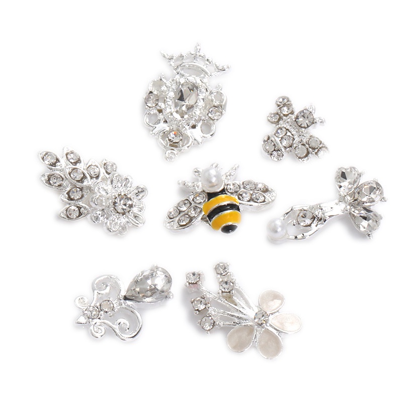 Miếng Dán Trang Trí Móng Tay Bằng Hợp Kim Hình Chú Ong Đính Đá Opal Kiểu Nhật Bản Độc Đáo Diy