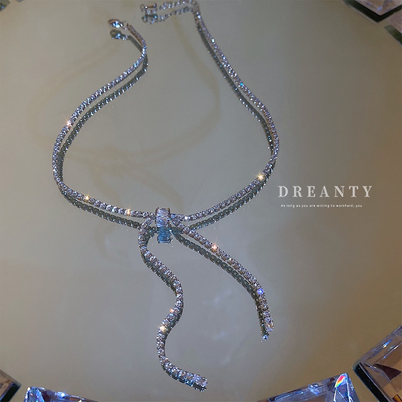 Dây Chuyền Mặt Nơ Đính Đá Zircon Sang Trọng Thời Trang