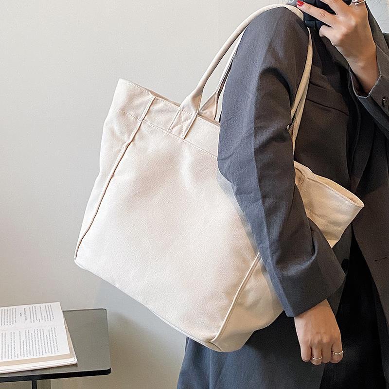 Túi Đeo Vai Vải canvas Màu Trơn Sức Chứa Lớn Thời Trang Cho Nữ