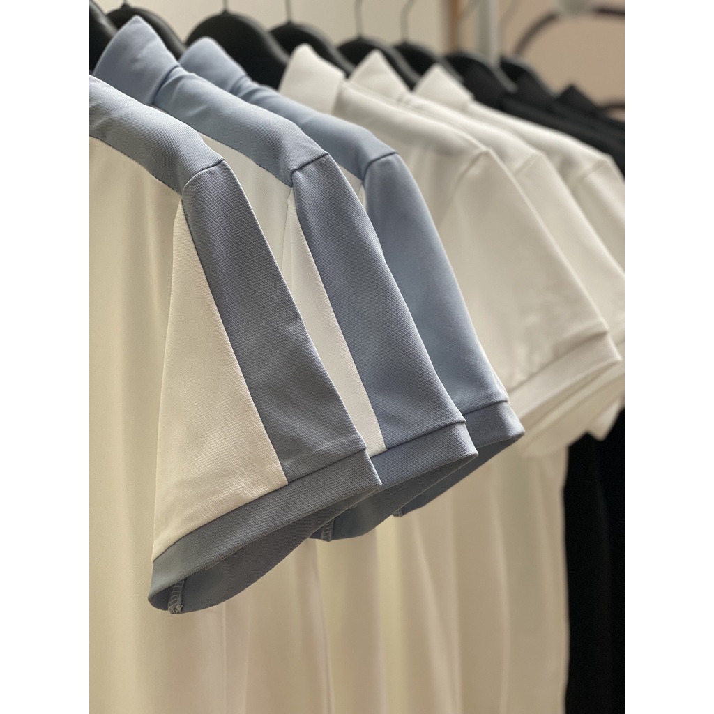 ÁO POLO PHỐI MÀU XANH TRẮNG ( có size 80-90kg)