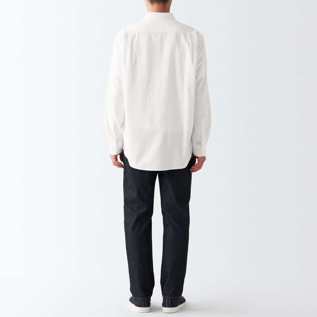 Muji Áo Sơ Mi Vải Flannel Dáng Đuôi Tôm