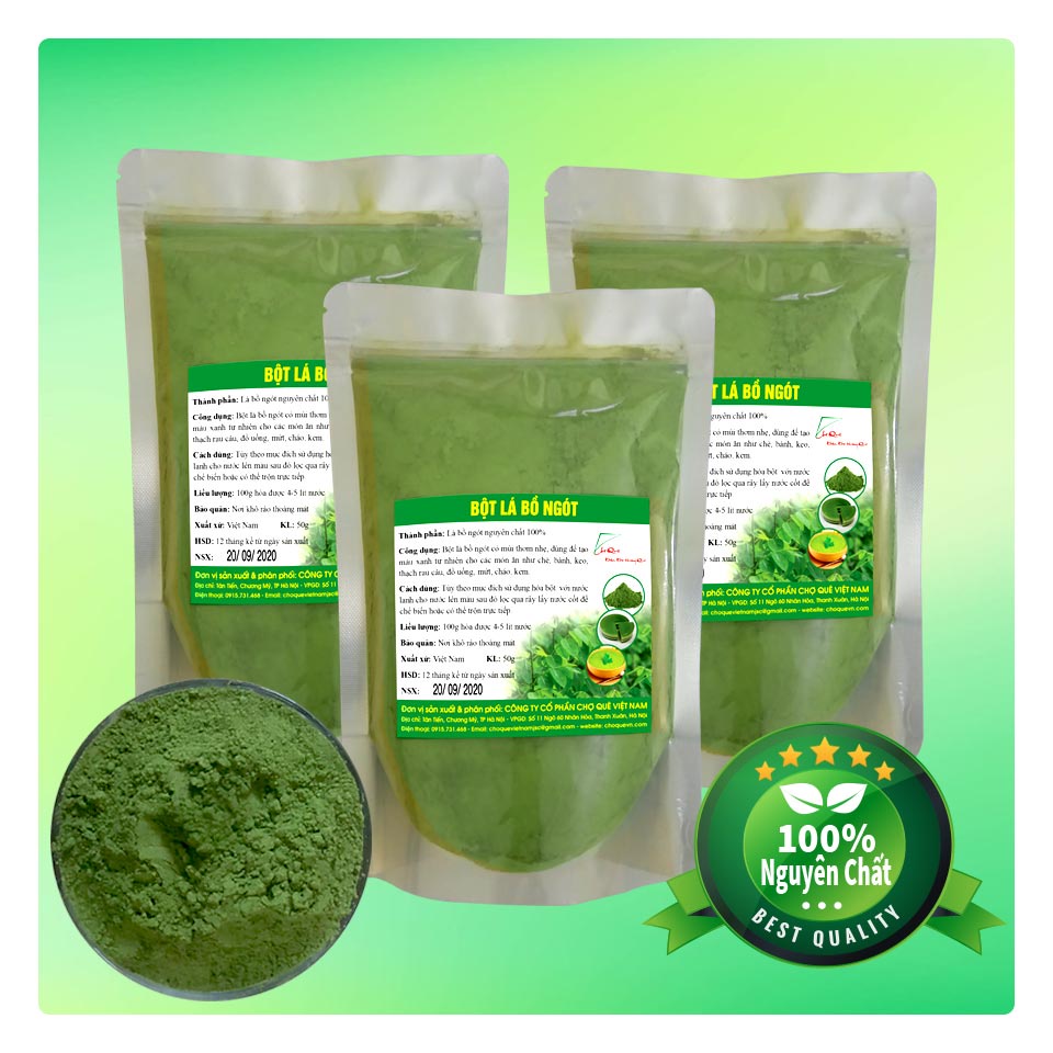 Bôt Rau Bồ Ngót Nguyên Chất Sấy Lạnh Gói 100gr/200g/300g/500gr Chợ Quê Chuyên dùng tạo màu thực phẩm nấu cháo dinh dưỡng