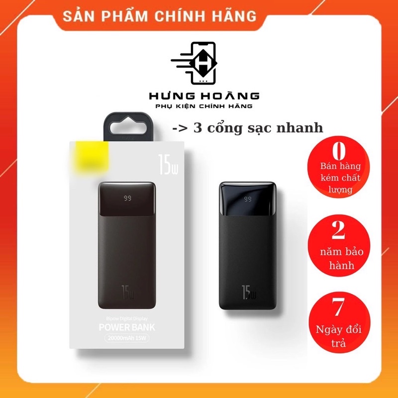 Sạc dự phòng Baseus Bipow 10- 20- 30.000mAh 15w- Hưng Hoàng