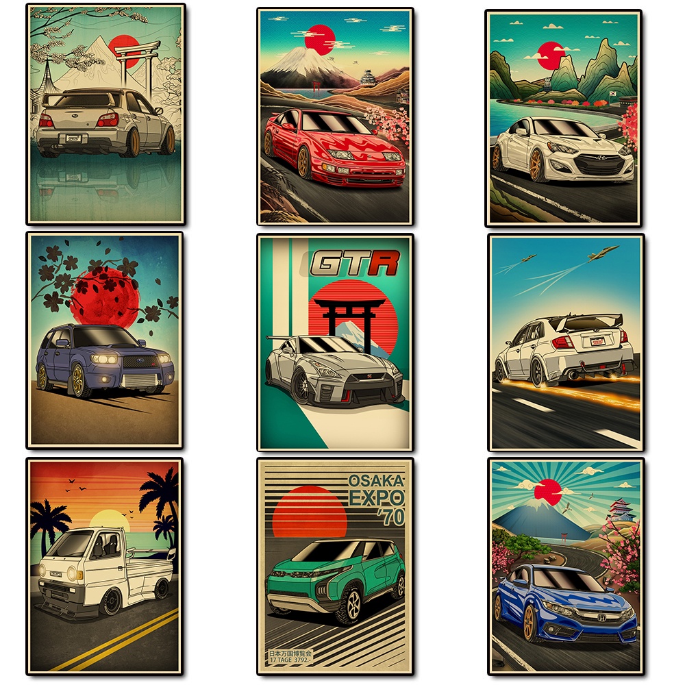 Jdm Cars Retro Poster Tùy Chỉnh Poster Trang Trí Phòng Ngủ Nghệ Thuật Thẩm Mỹ Treo Tường Áp Phích