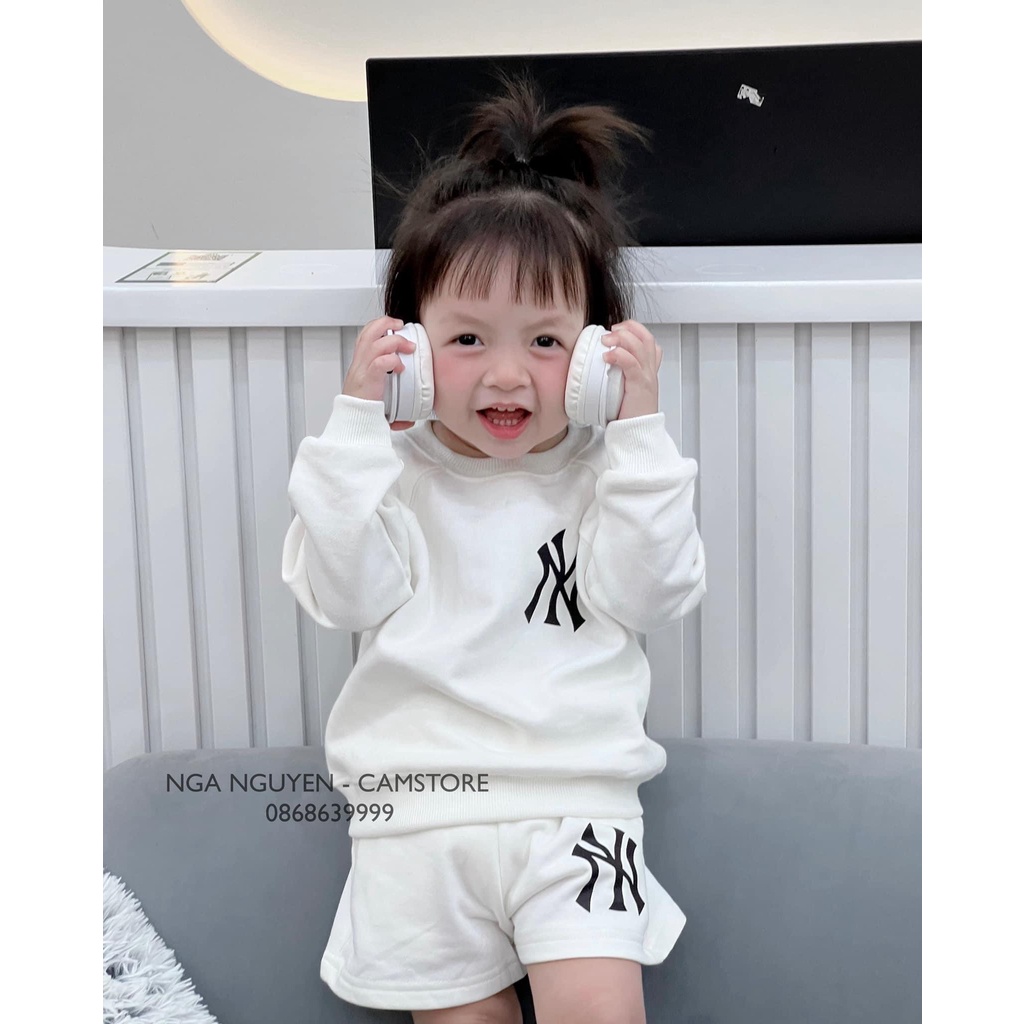 Set áo sweater quần cộc logo basic cho bé, bộ quần áo trẻ em unisex,Kid_genZ