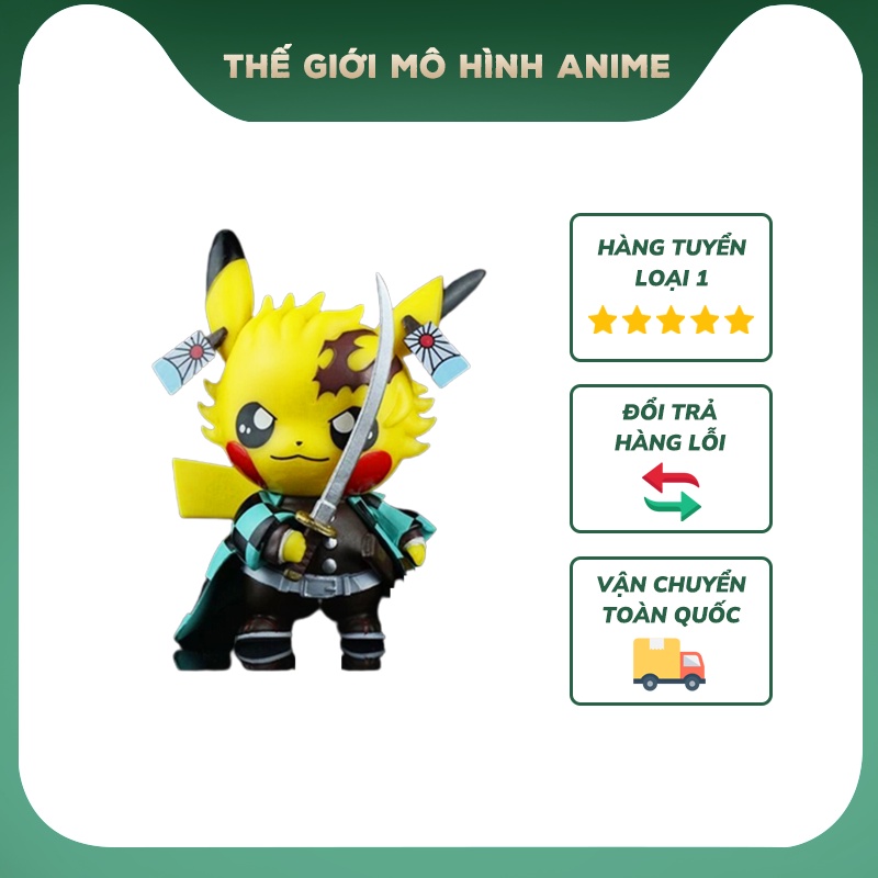 Mô hình Thanh Gươm Diệt Quỷ figure Kimetsu no Yaiba Pikachu Tanjirou Nezuko Zenitsu Inosuke cao 10cm