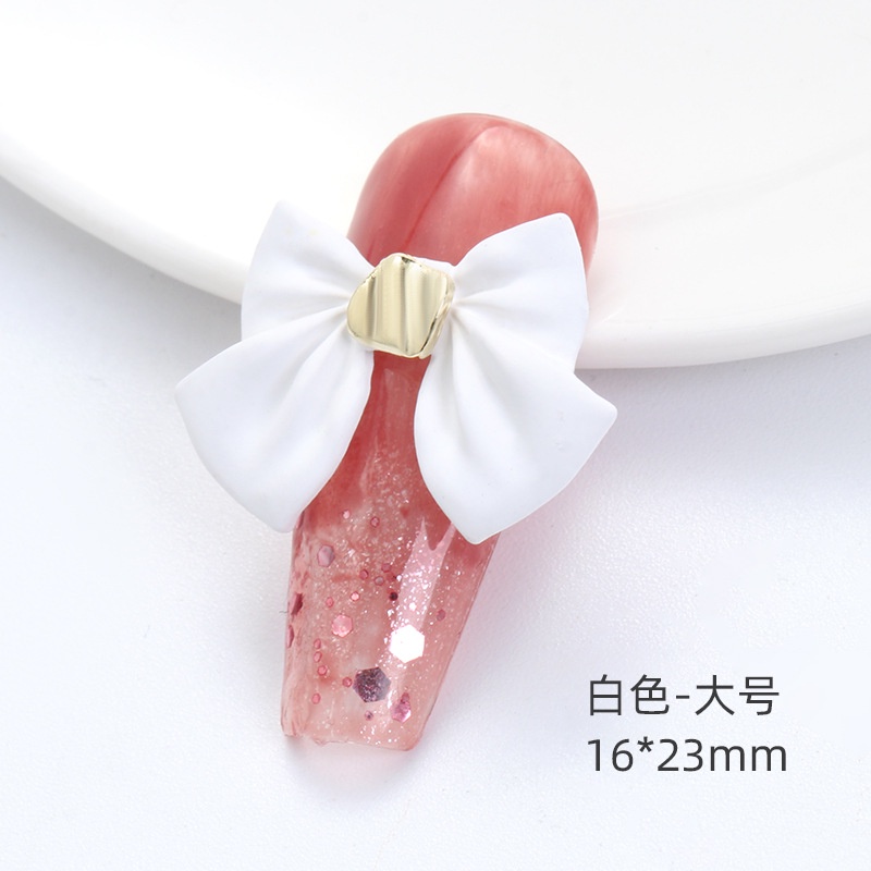 Miếng Dán Móng Tay Kim Loại Ba Chiều Đính Nơ Màu Đỏ Và Đen Phong Cách Nhật Bản