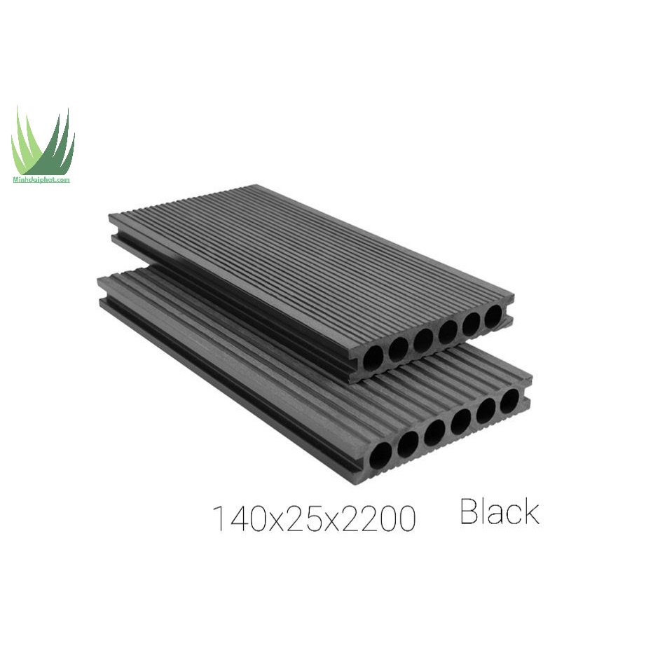 Thanh sàn gỗ nhựa ngoài trời 6 lỗ tròn, kt 140x25x2200, làm hồ bơi, sân vườn,