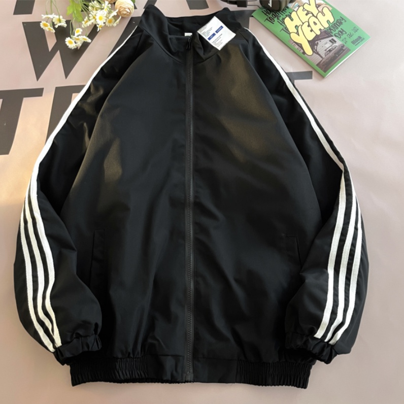 Áo khoác bóng chày tay dài in chữ thời trang dành cho nam áo khoát chống nắng nam Ba sọc màu áo khoác giản dị