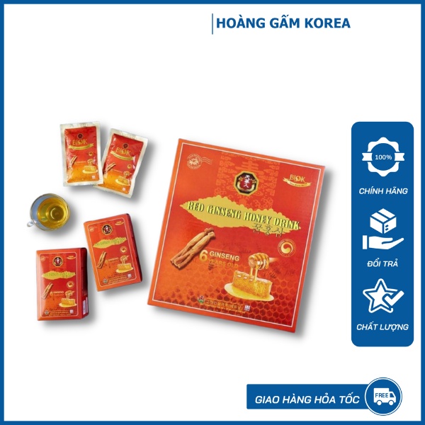 Nước Hồng Sâm Mật Ong BIOK hộp 30 gói * 100ml - nhân sâm 6 năm tuổi, mật ong Hàn Quốc - hoanggamkorea