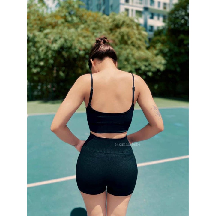 Set đùi áo ba lỗ dây 𝗕𝗼𝘁𝗲𝗲 tập gym, yoga thể thao chạy bộ cao cấp SẴN HÀNG