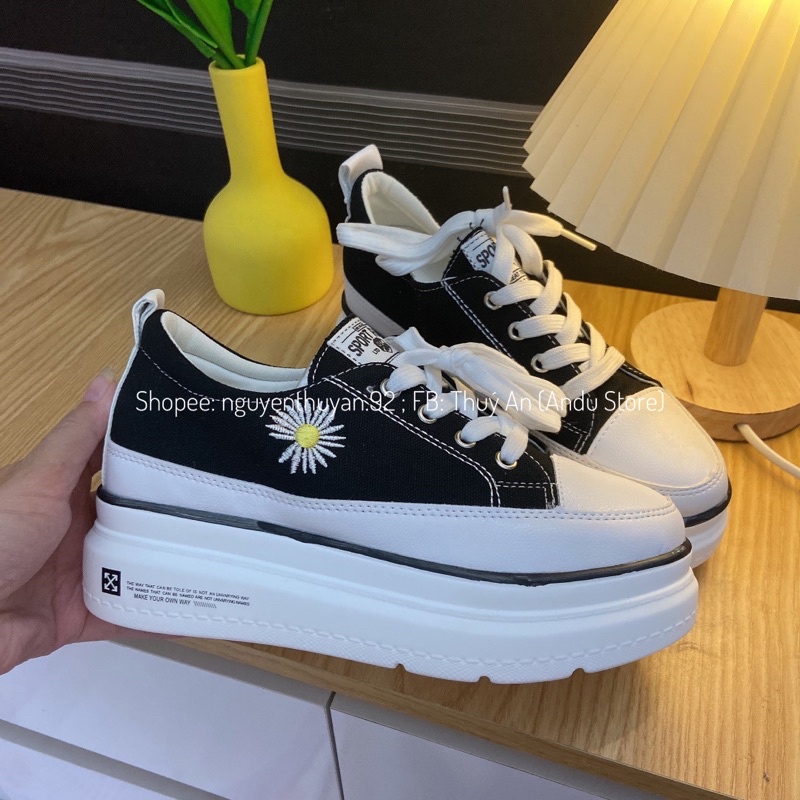 Giày thể thao độn đế hoạ tiết cao 7cm