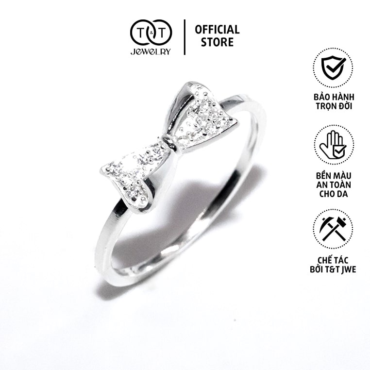 Nhẫn Bạc Nữ s925 Bạc Ý Nơ Sang Trọng - T&amp;T Jewelry cao cấp NN063