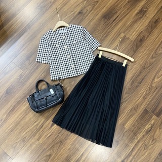 Áo dạ tweed đen trắng