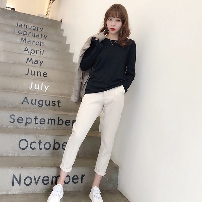 Áo dệt kim mỏng ZHELIHANGFEI tay dài màu trơn thời trang cho nữ