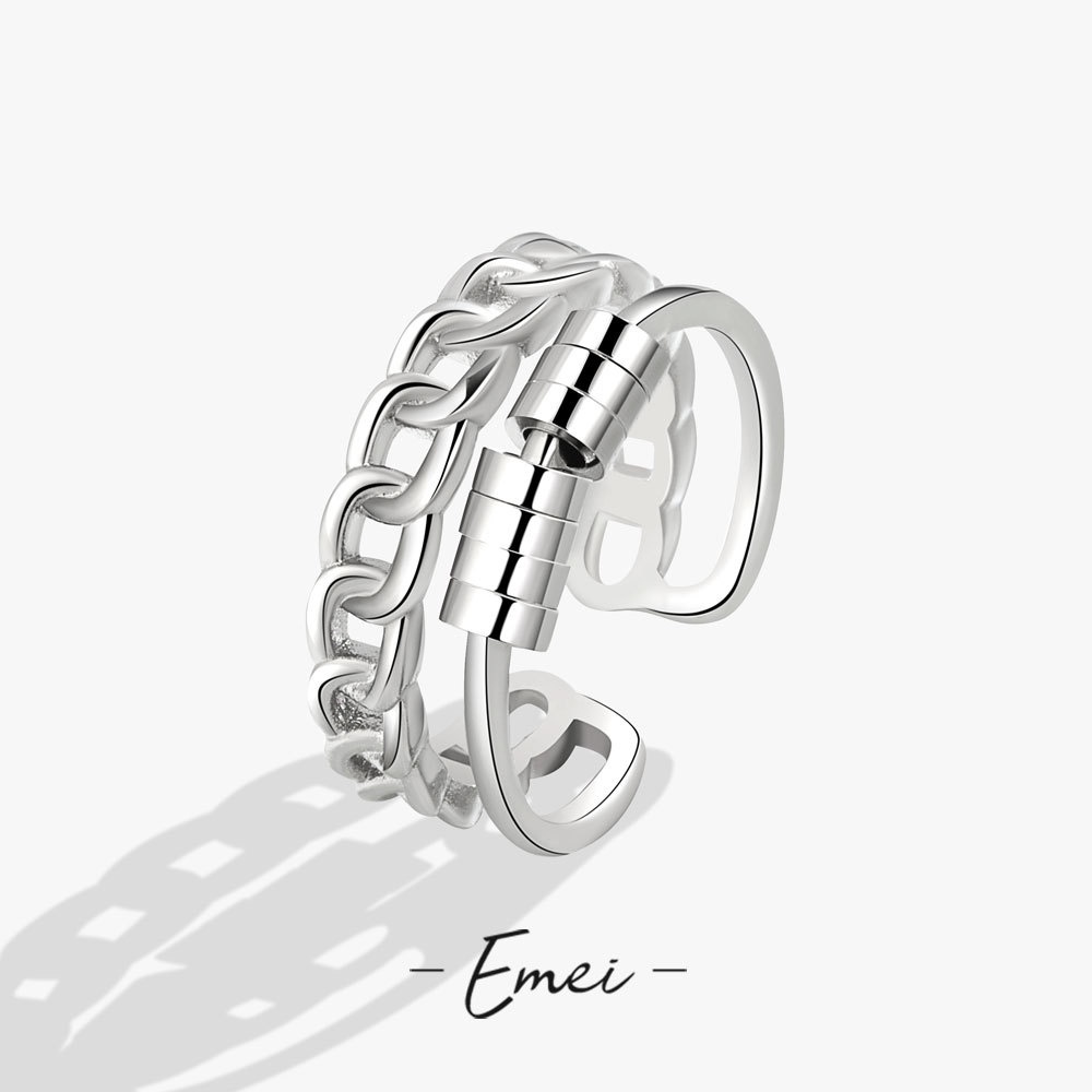 Nhẫn Hở Hai Lớp Dạng Xoay Thời Trang Cá Tính Cho Nữ