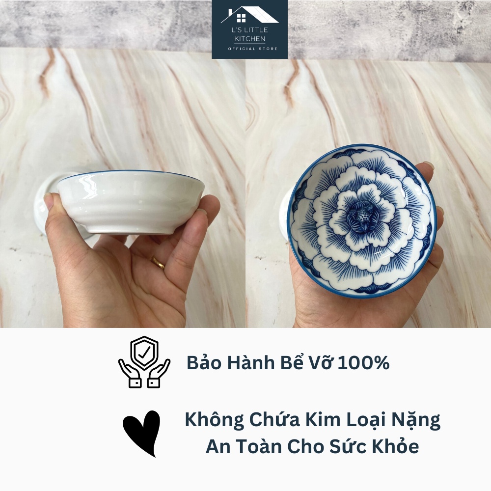Đĩa Tiêu Bát Tràng, Chén Chấm Hoa Xanh Bát Tràng, Bát Chấm Cao Cấp, Đĩa Tương 10 CM