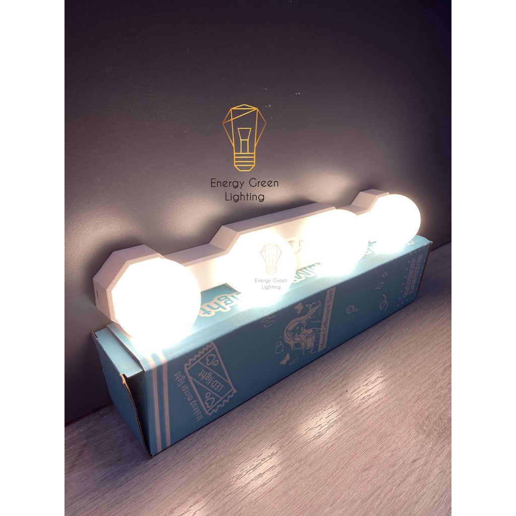 Bộ 4 bóng đèn led Energy Green Lighting dán gương trang điểm nhà tắm chiếu sáng tiện lợi BL-033 - Có video thực tế
