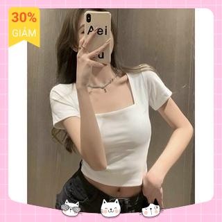 Áo thun croptop cổ vuông tay ngắn nữ - Onami