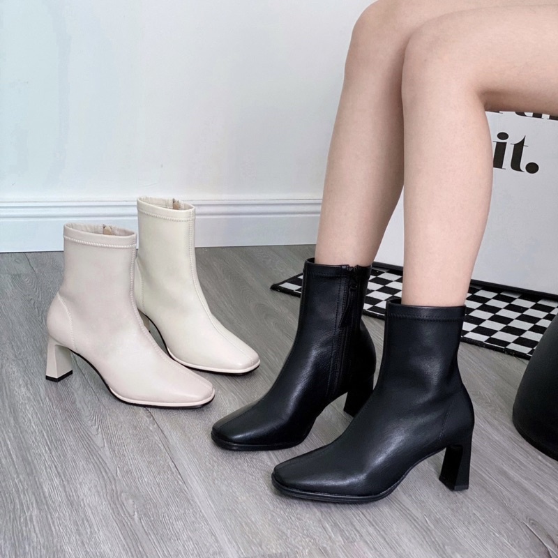 Giày boots nữ - Bốt nữ cổ cao mũi vuông gót dẹp cao 7cm thời trang chất da mềm HÀNG CAO CẤP CAPELLA