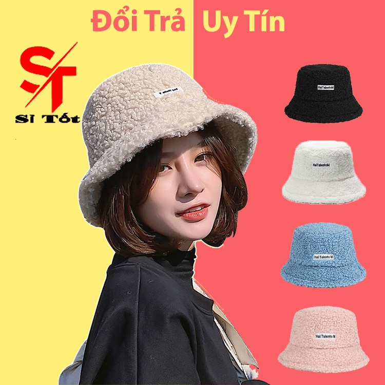 Mũ len nữ hàn quốc bucket lông cừu thời trang cực dễ thương